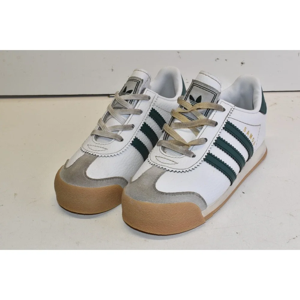 Adidas Samoa Skeakers White/Green Kids Size 9K Youth Gum Walking Shoes Leather‎